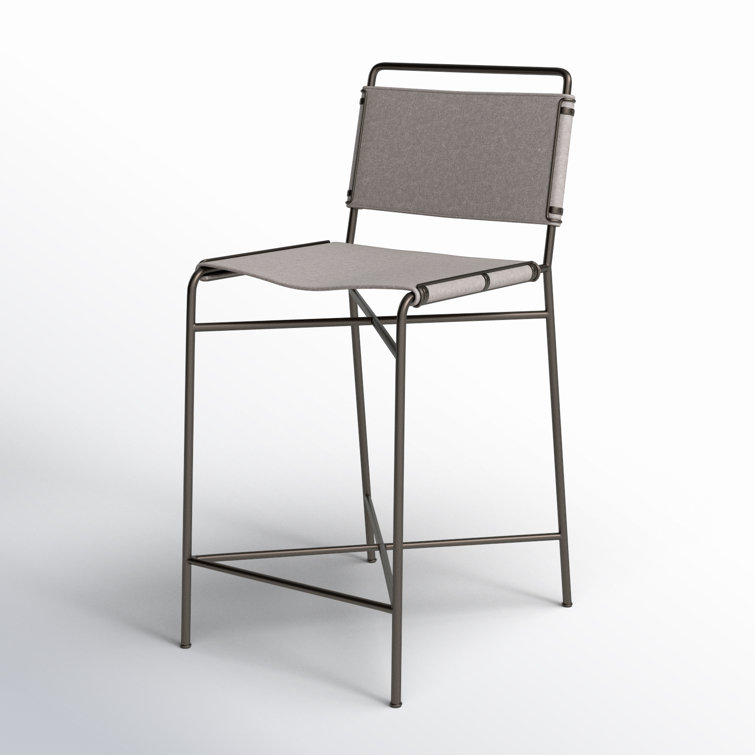 Stonewash Grey Metal Counter Stool with Fabric Sling Seat