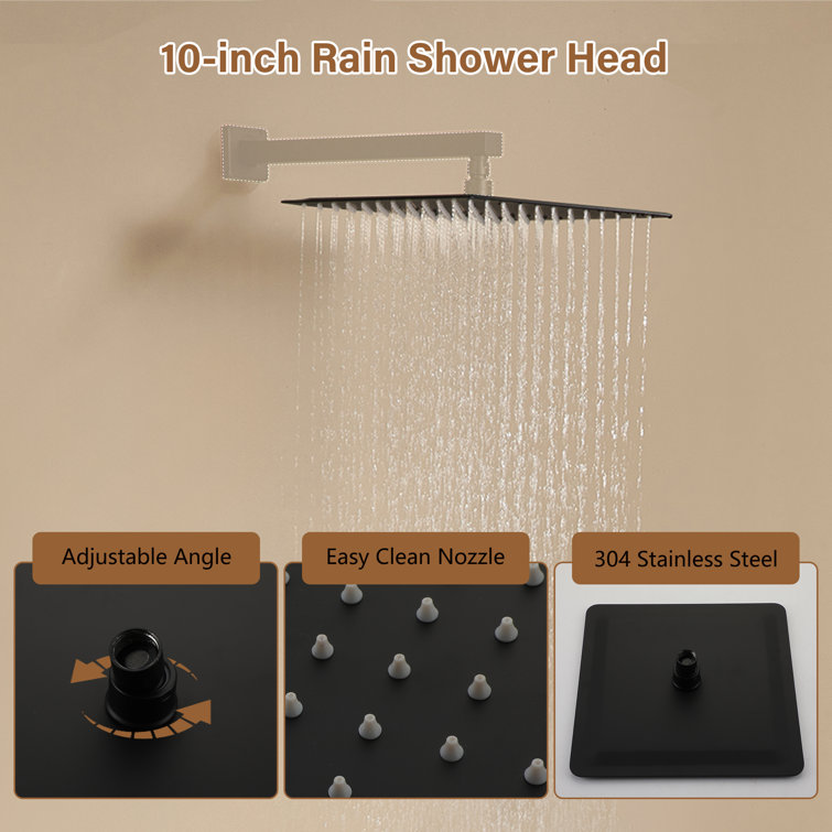 10" Matte Black Stainless Steel Square Rain Shower Head