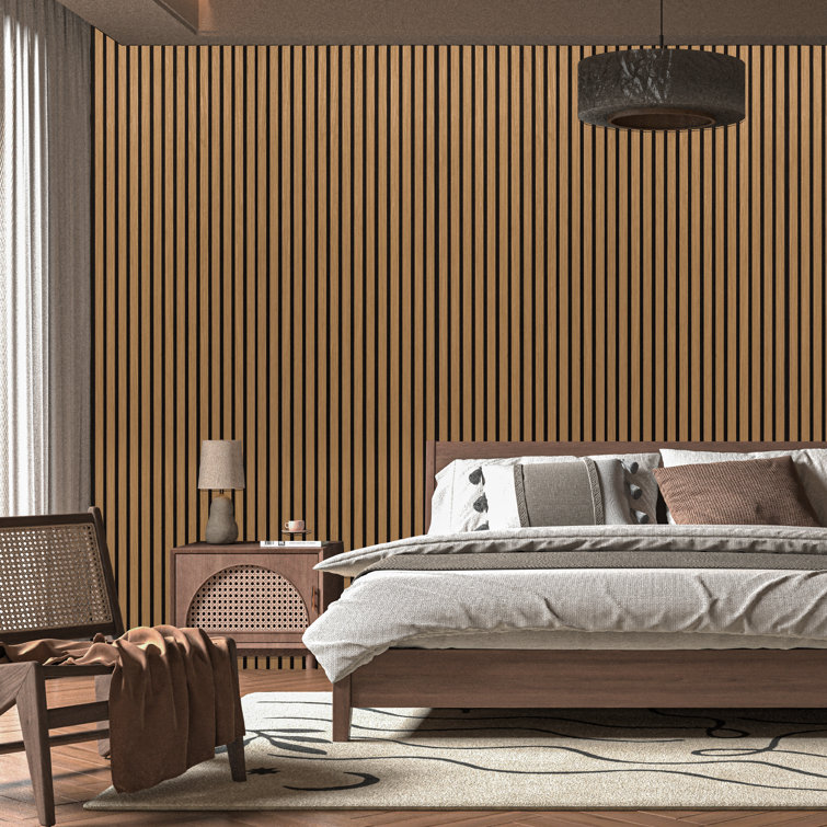 Teak 24'' x 94.5'' Acoustic Wood Wall Panels, Pack of 2