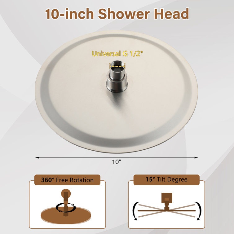 10" Round Brushed Nickel Rain Shower Head