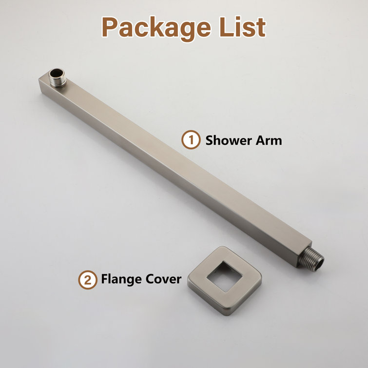 16" Brushed Nickel Square Wall-Mount Shower Arm
