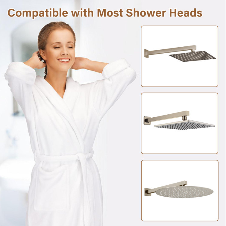 16" Brushed Nickel Square Wall-Mount Shower Arm
