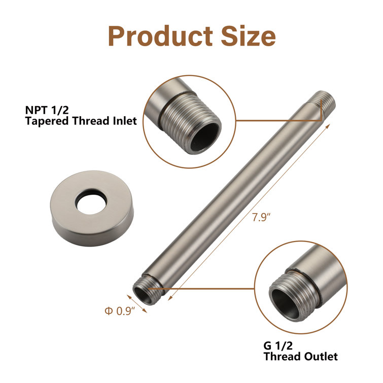 8-Inch Brushed Nickel Ceiling Mounted Shower Arm