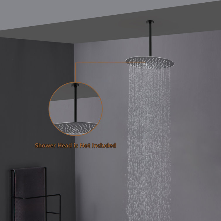 Matte Black 12-Inch Stainless Steel Ceiling Shower Arm
