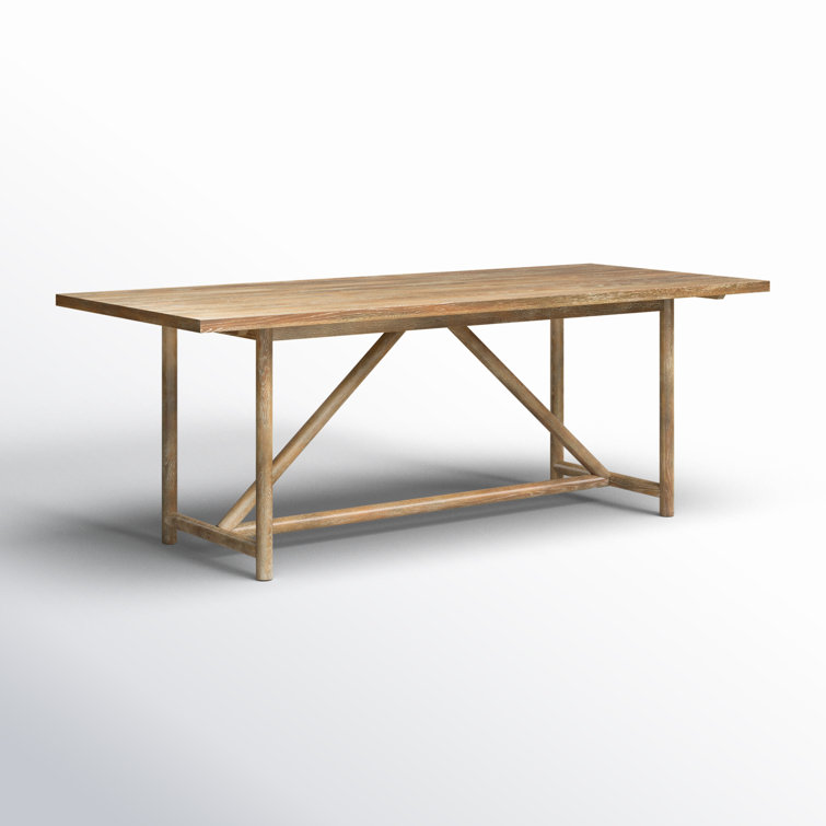 Rustic Oak Rectangular Dining Table in Light Brown Finish