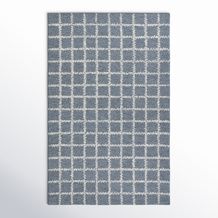 Lanora Hand Tufted Blue Wool Geometric Rug 3'6" x 5'6"