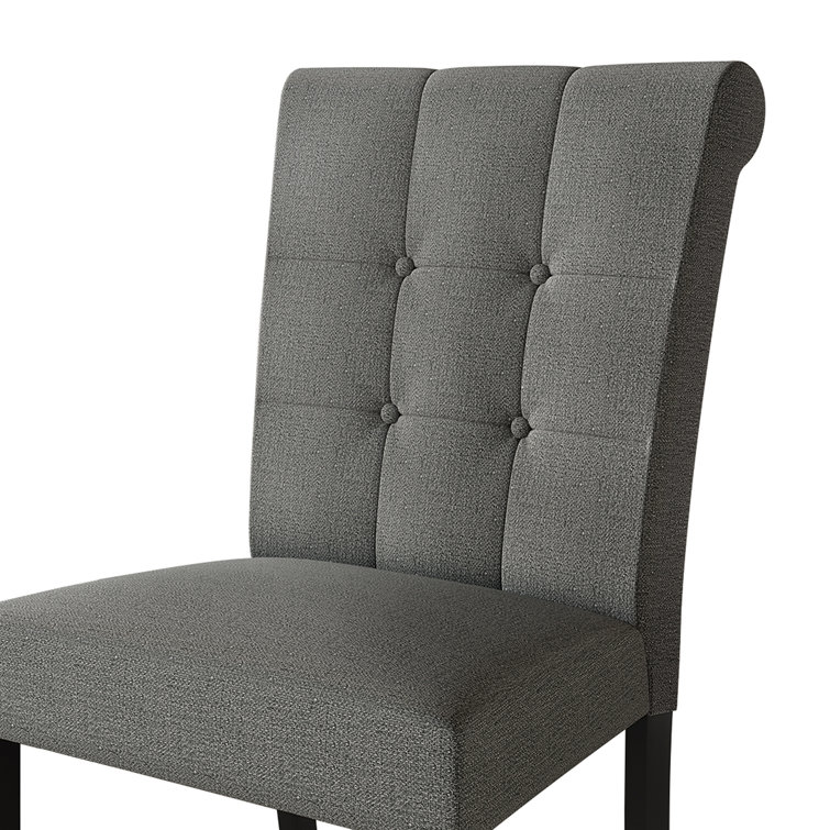 Gray Linen Upholstered 7-Piece Dining Set with 59" Rectangular Table