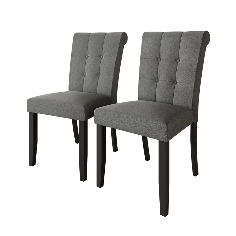 Gray Linen Upholstered 7-Piece Dining Set with 59" Rectangular Table