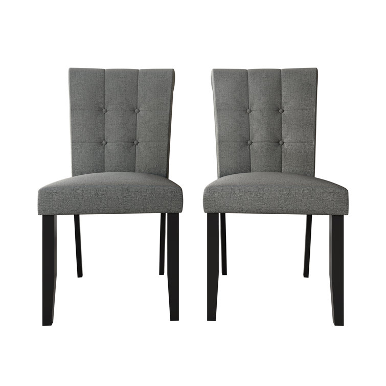 Gray Linen Upholstered 7-Piece Dining Set with 59" Rectangular Table