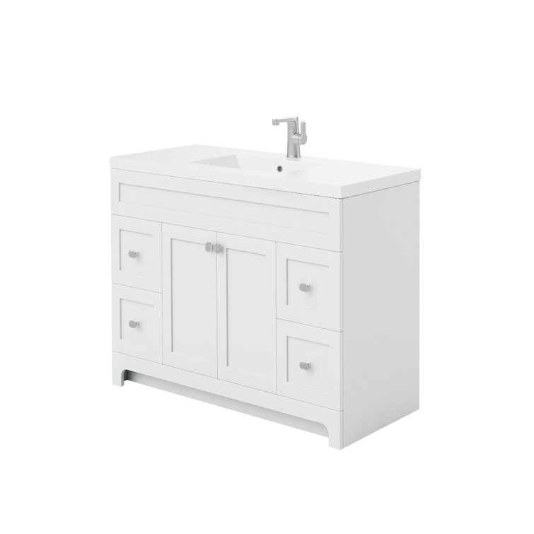 Daisy 48" White Freestanding Bathroom Vanity with Cultured Marble Top
