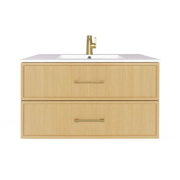 Cassidy 36" Natura Wall-Mounted Vanity with Cultured Marble Top