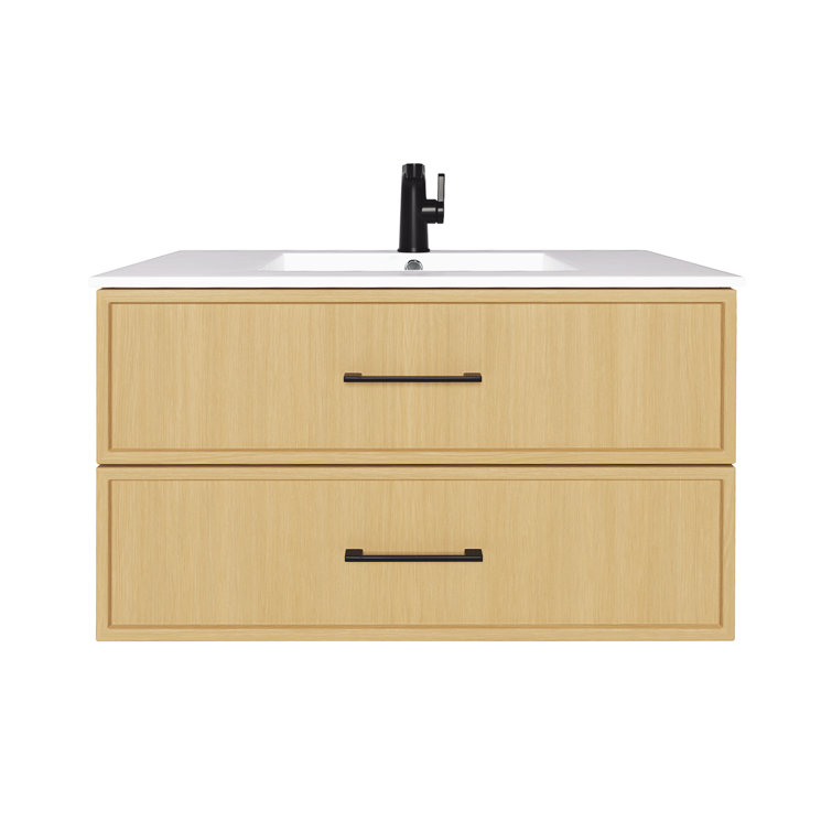 Cassidy 36" Natura Wall-Mounted Vanity with Cultured Marble Top