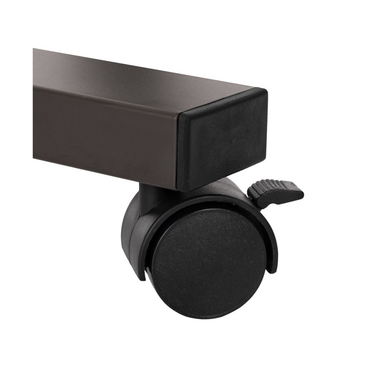 Walnut Adjustable Height Rolling Laptop Desk with Side Table