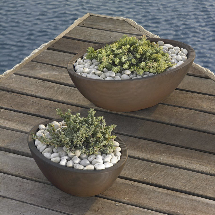 Mocha Double-Walled Oval Planter for Indoor & Outdoor, 24" x 17"