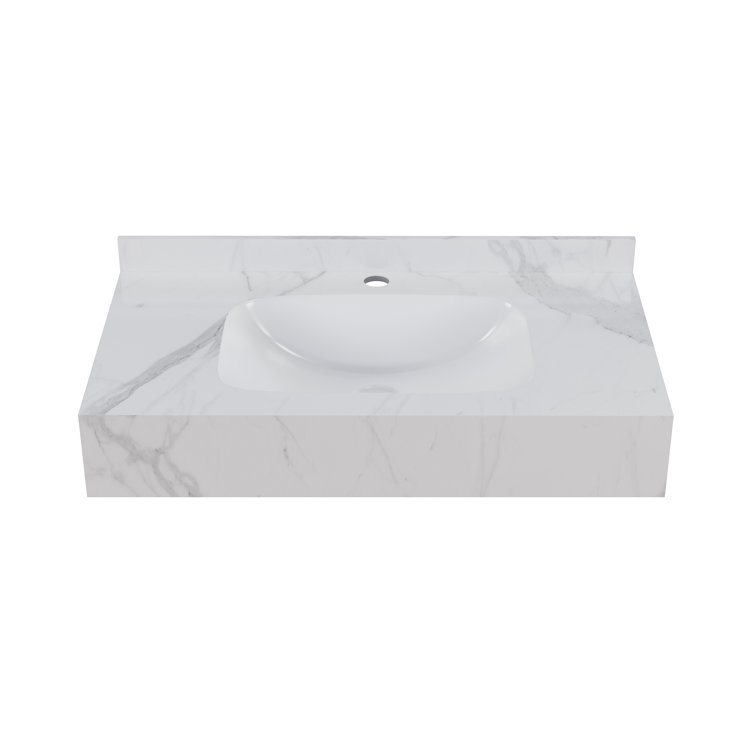 Avancer 36'' White Marble Wall Mount Ceramic Sink