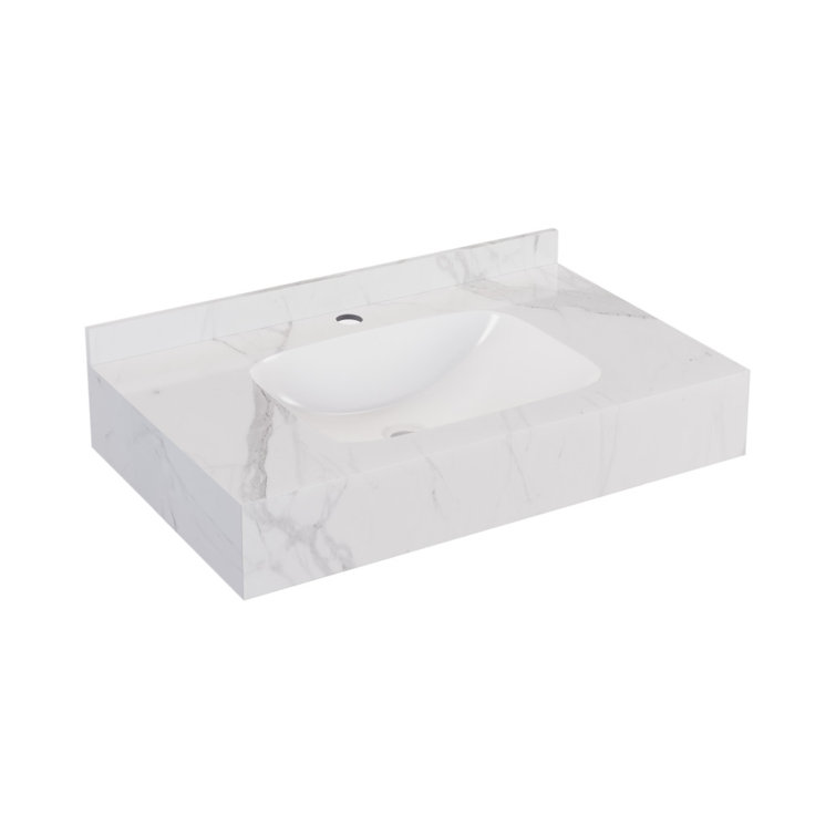 Avancer 36'' White Marble Wall Mount Ceramic Sink