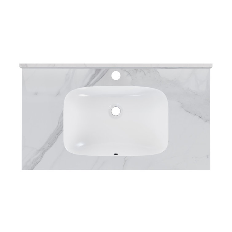 Avancer 36'' White Marble Wall Mount Ceramic Sink