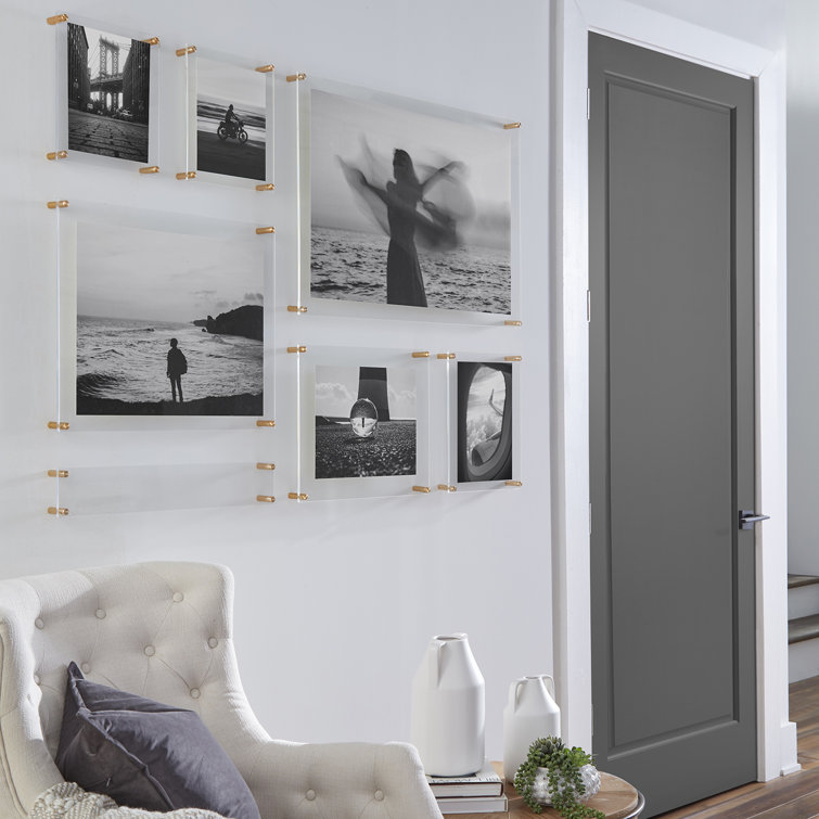Clear Acrylic Floating Wall Frame Set with Gold Hardware