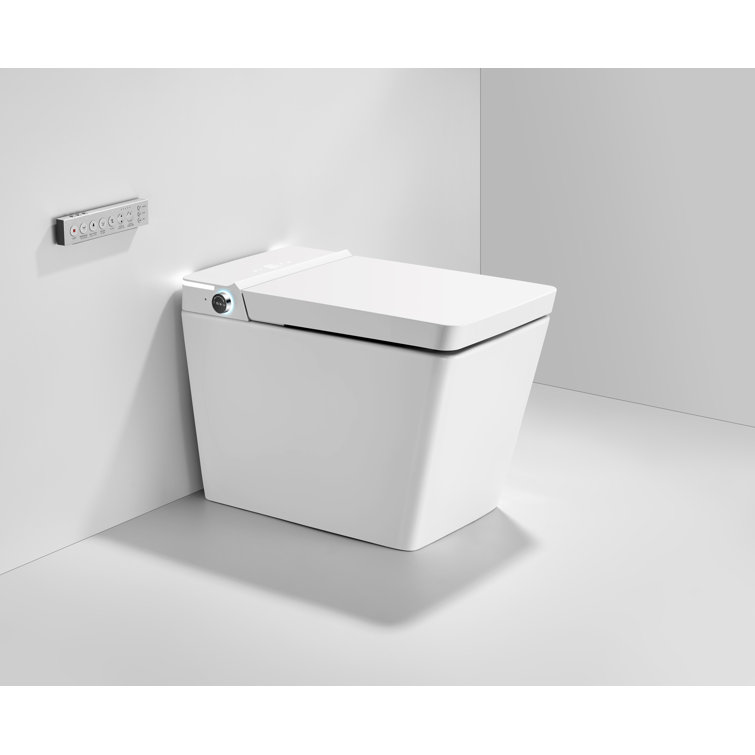 White Elongated Smart Bidet Toilet with Heated Seat