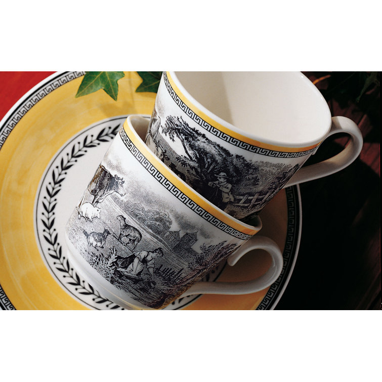 Villeroy & Boch Audun Ferme Yellow and Gray Porcelain Teacup