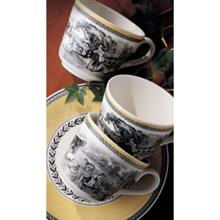 Villeroy & Boch Audun Ferme Yellow and Gray Porcelain Teacup