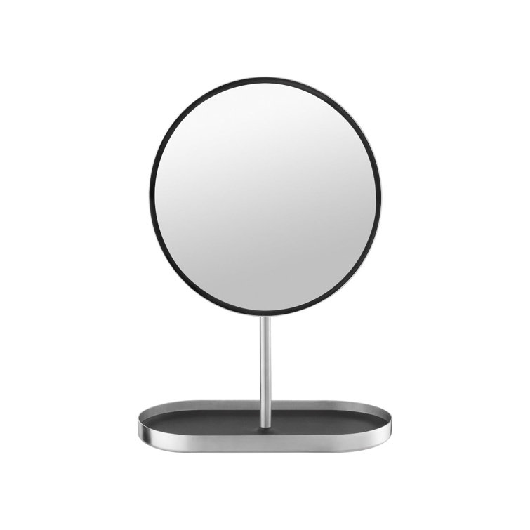 Modo Gray Titanium-Coated Steel Vanity Mirror with Tray