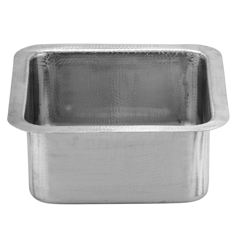 Satin Matte Stainless Steel Square Bar Sink with Hand-Hammered Finish