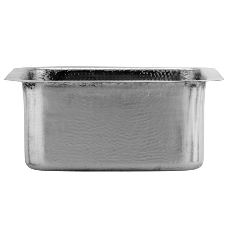 Satin Matte Stainless Steel Square Bar Sink with Hand-Hammered Finish
