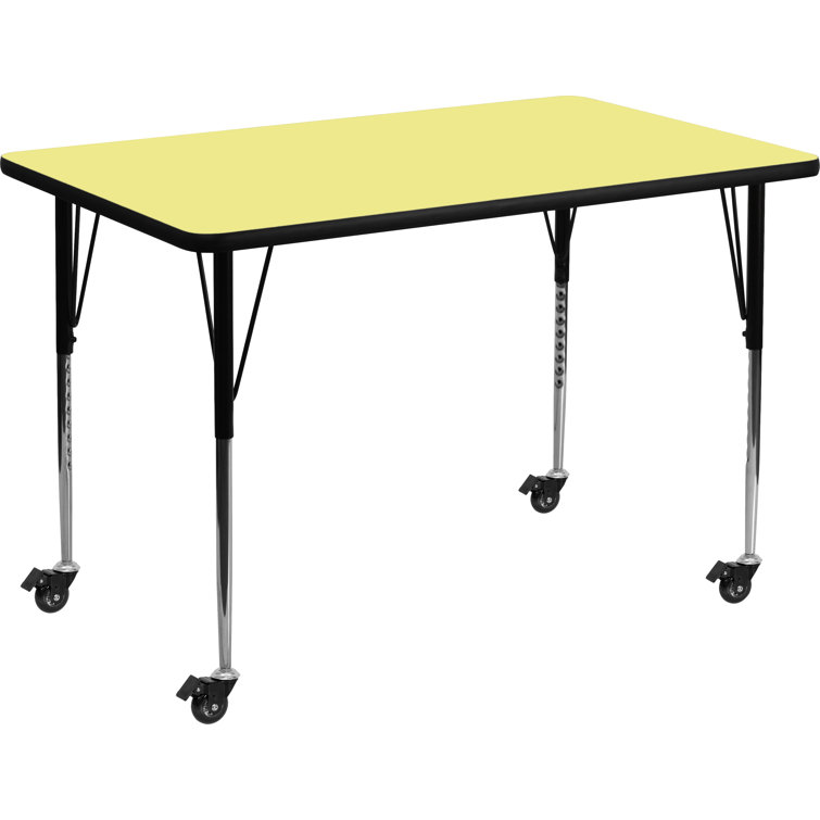 Gray Rectangular Adjustable Laminate Activity Table with Wheels