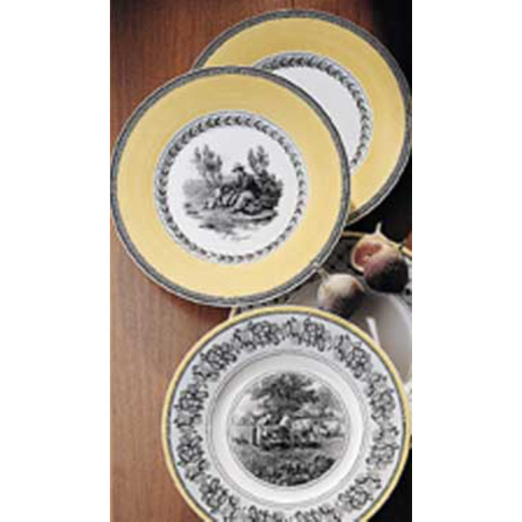 Audun Fleur 8.5" Porcelain Salad Plate with Yellow Border