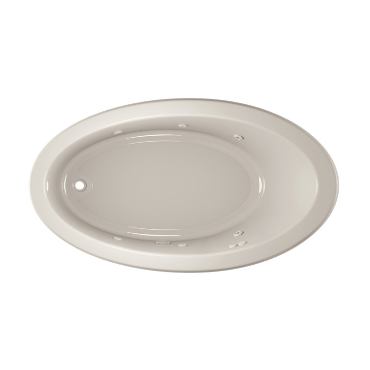 Signature 66" x 38" White Acrylic Oval Drop-In Soaking Bathtub