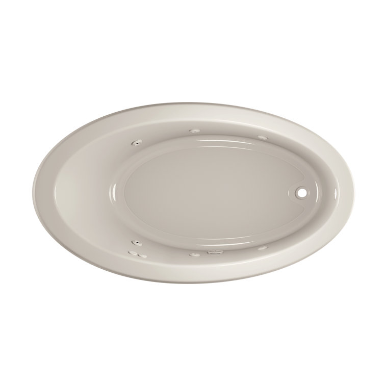 Signature 66" x 38" White Acrylic Oval Drop-In Soaking Bathtub