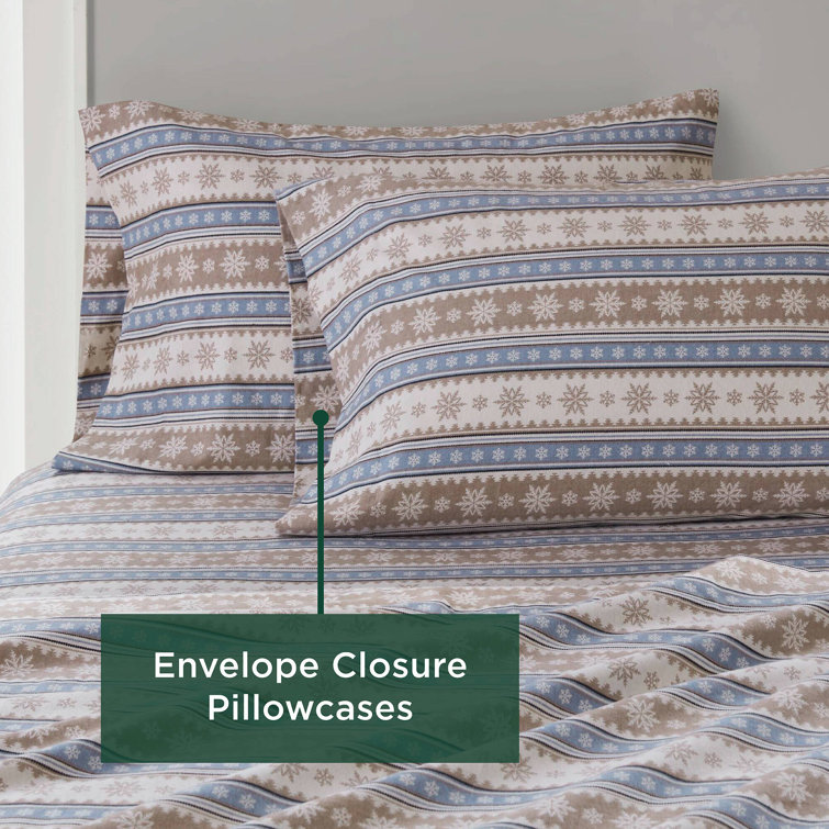 Full Blue Plaid Cotton Flannel Bedding Set