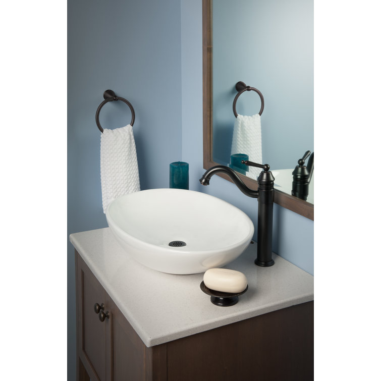 Bianco White Ceramic Oval Vessel Sink with Overflow