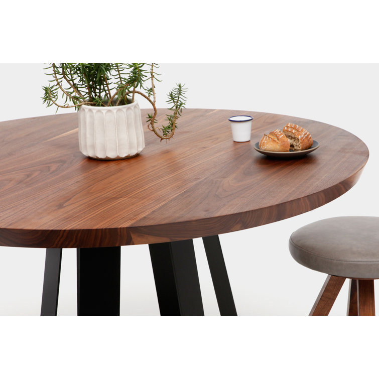 ARS XL 48" Round Solid Oak Dining Table with Matte Black Base