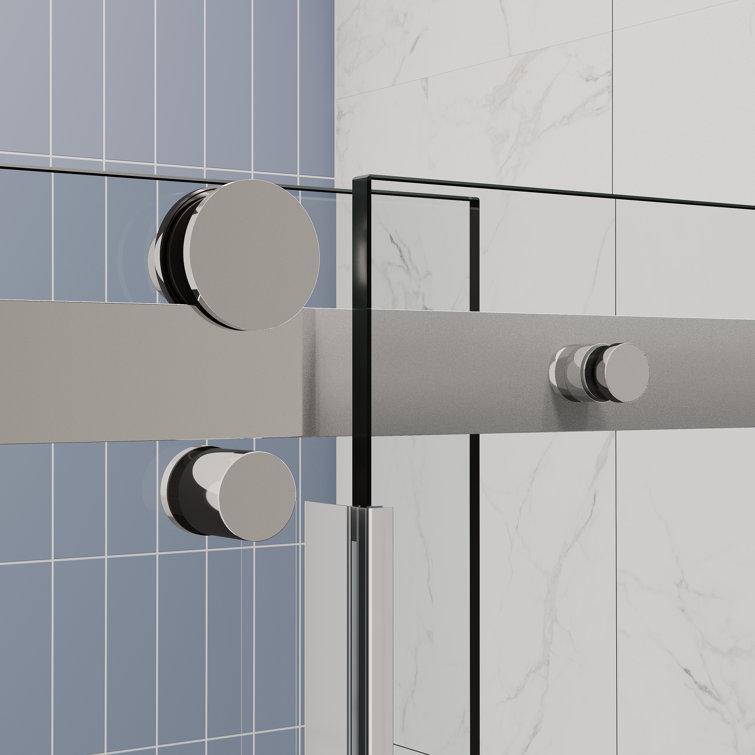 Chrome Frameless Sliding Shower Door with Clear Tempered Glass