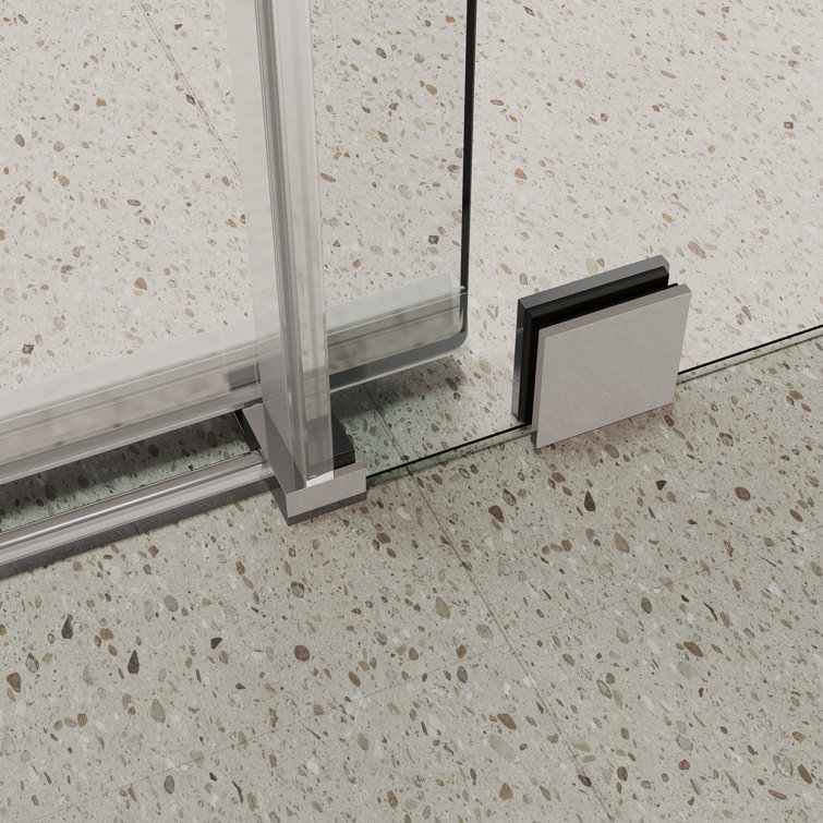Chrome Frameless Sliding Shower Door with Clear Tempered Glass