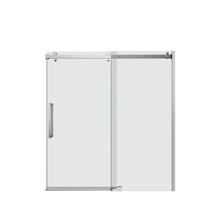 Chrome Frameless Sliding Shower Door with Clear Tempered Glass