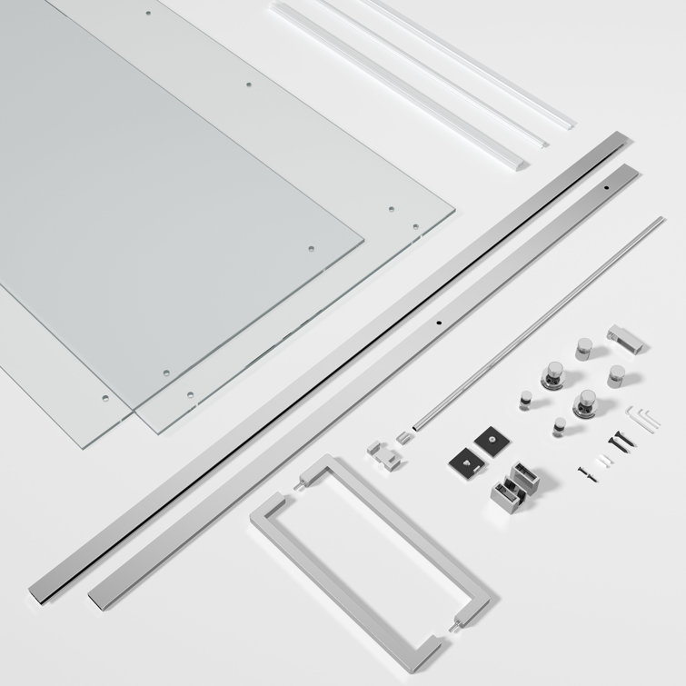 Chrome Frameless Sliding Shower Door with Clear Tempered Glass