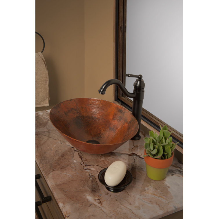 Oval Copper Above-Counter Sink with Oil Rubbed Bronze Faucet