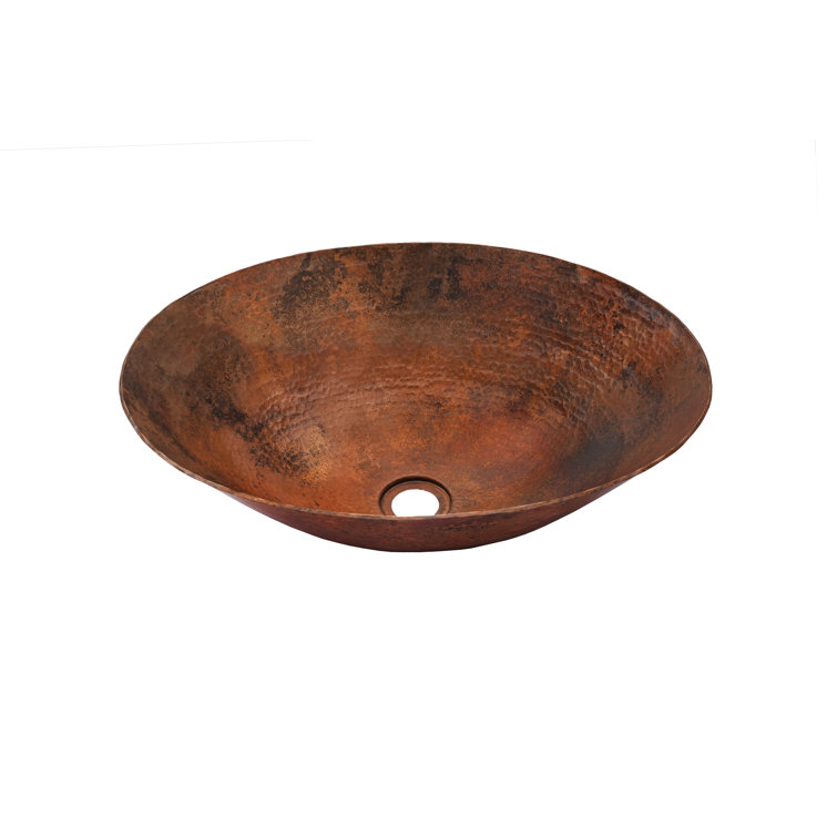 14'' Antique Copper Oval Above-Counter Bathroom Sink