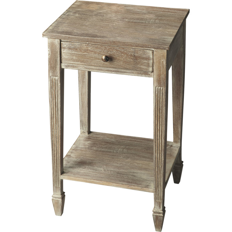 Coastal Chic Acacia Wood Rectangular Side Table with Storage