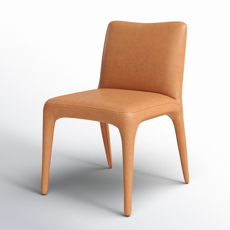 Heritage Camel Leather Upholstered Arm Chair with Wood Accents