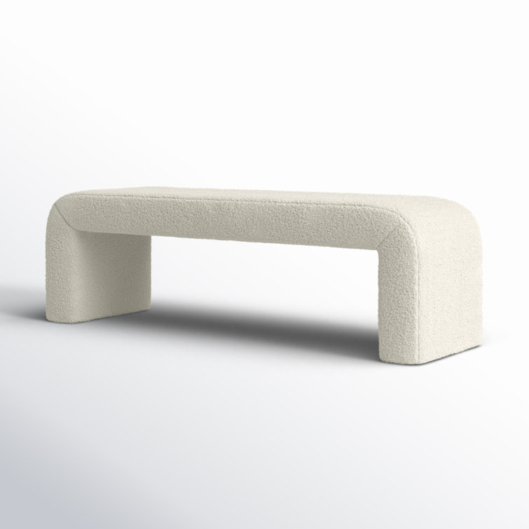 White Faux Fur Upholstered 3-Seater Bench