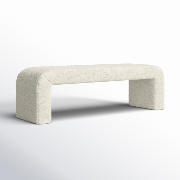 White Faux Fur Upholstered 3-Seater Bench