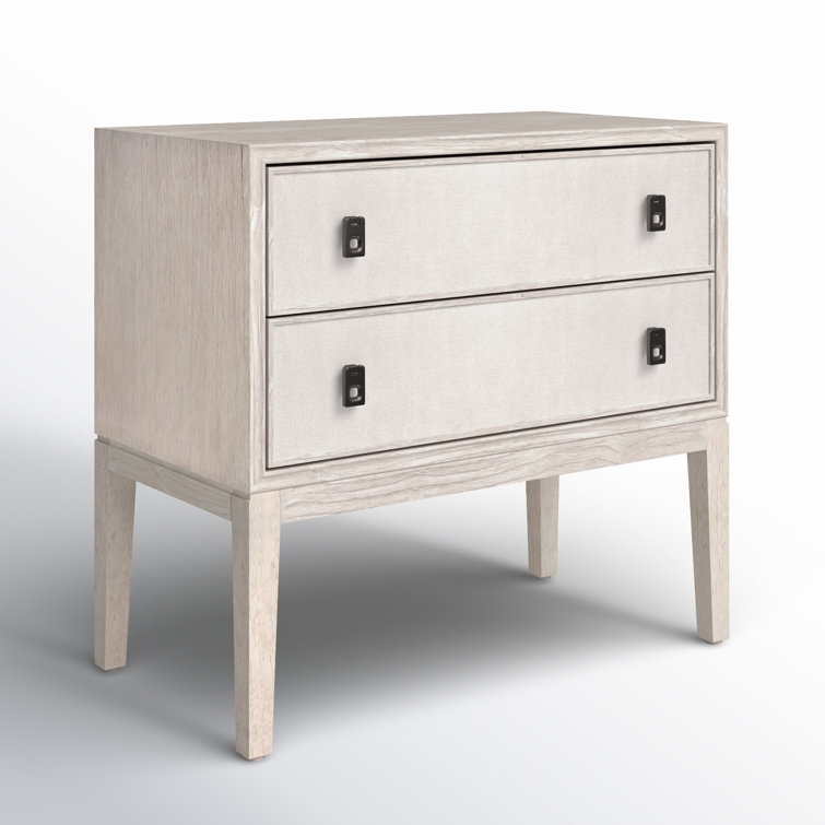 Presley Rolling Fog 2-Drawer Nightstand with USB Ports