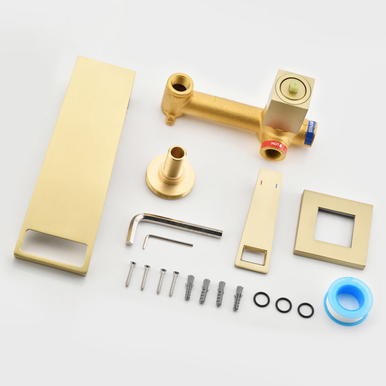 Brushed Gold Wall-Mounted Waterfall Bathroom Faucet