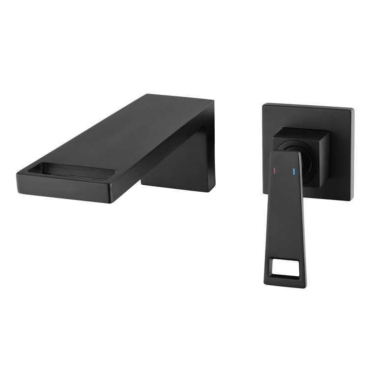Matte Black Brass Wall Mount Waterfall Bathroom Faucet