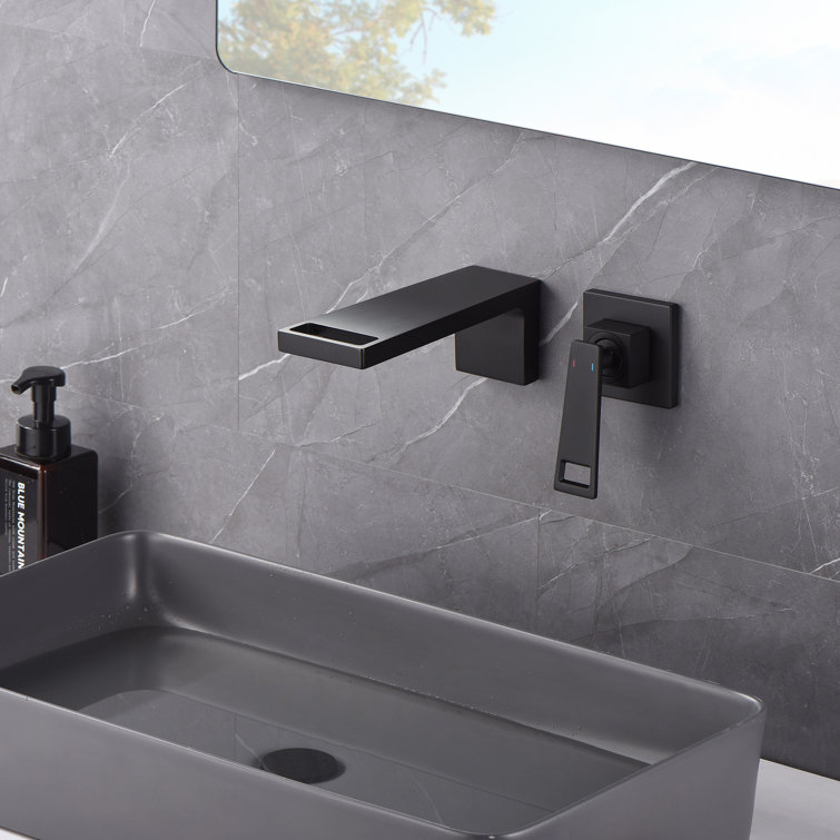 Matte Black Brass Wall Mount Waterfall Bathroom Faucet