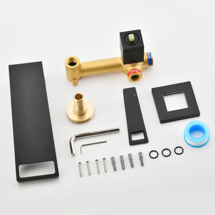 Matte Black Brass Wall Mount Waterfall Bathroom Faucet